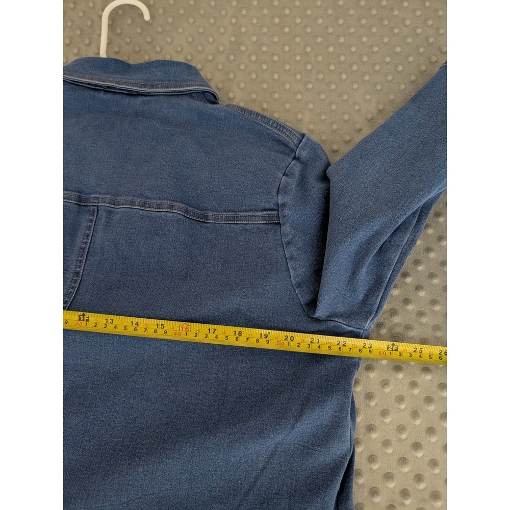 Tuckernuck Indigo Denim Lexi Dress Womens XL Blue Gold Snap Stretch Belted EUC - Picture 15 of 16